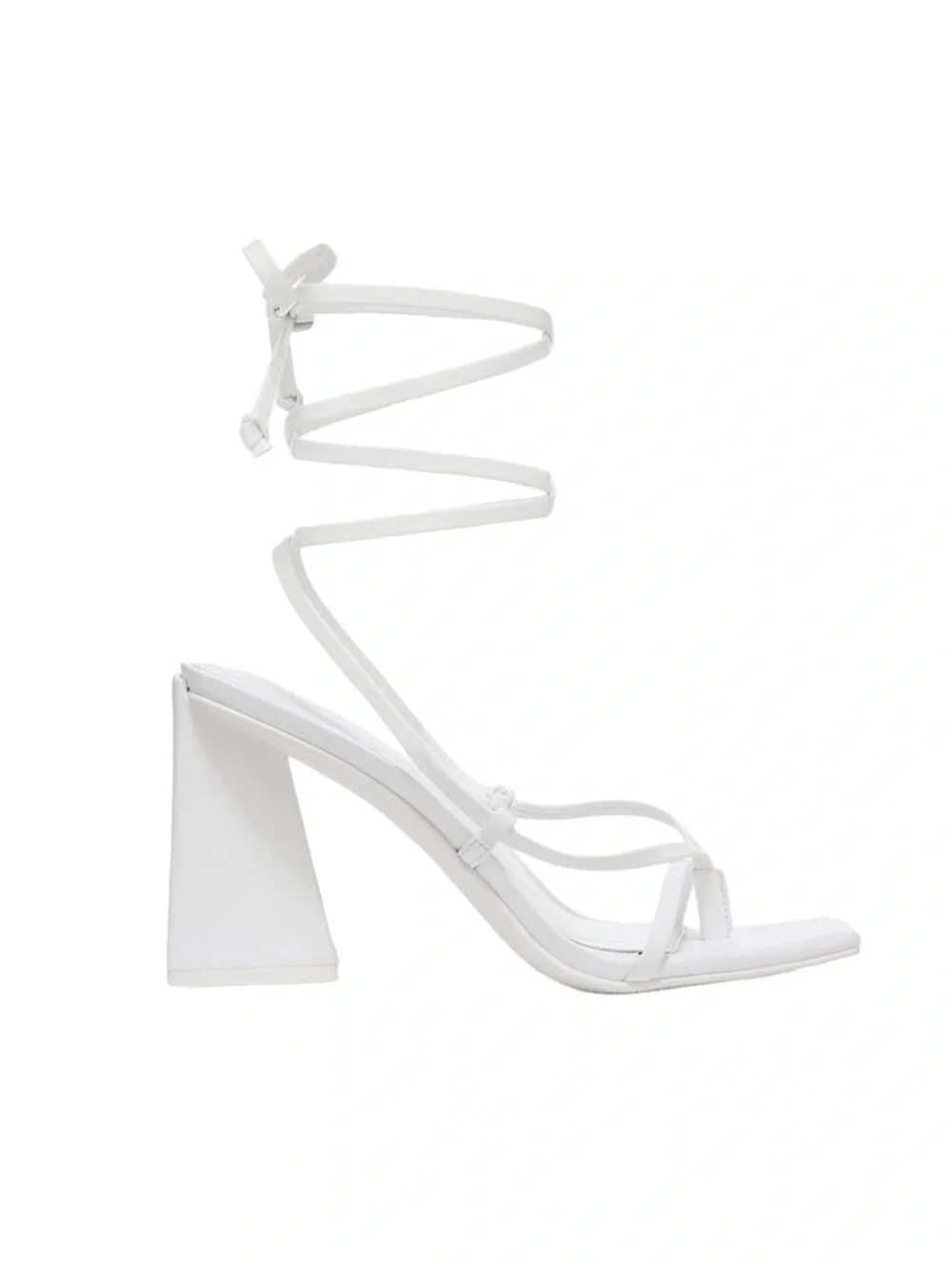 Bar III White Lace-Up Block Heel Sandal